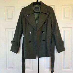 NWOT Banana Republic Army Green Pea Coat / Small